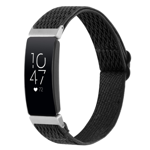 

For Fitbit Inspire 2 Buckle Wave Braided Nylon Watch Band(Black)