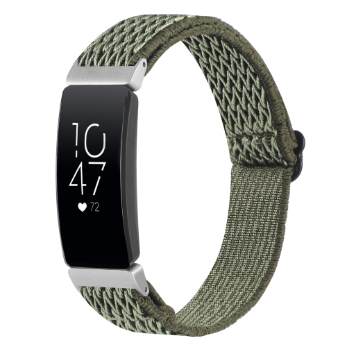 

For Fitbit Inspire 2 Buckle Wave Braided Nylon Watch Band(Army Green)
