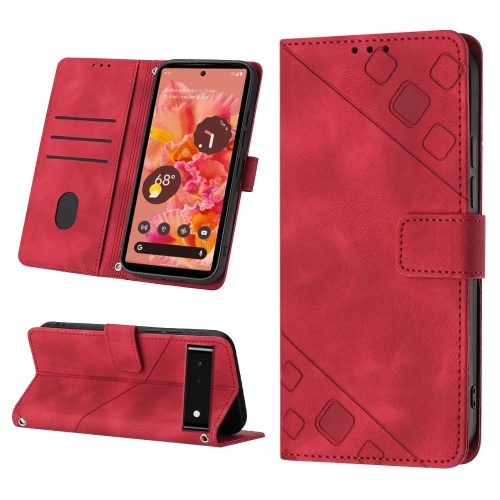 

For Google Pixel 6 Skin-feel Embossed Leather Phone Case(Red)