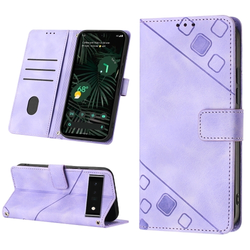 

For Google Pixel 6 Pro Skin-feel Embossed Leather Phone Case(Light Purple)