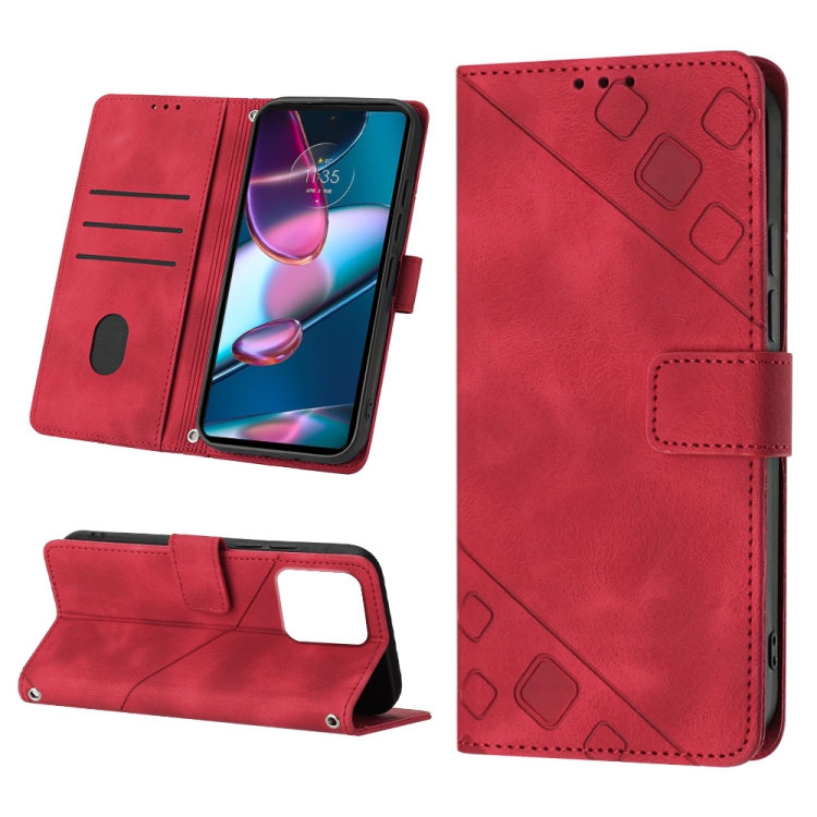 

For Motorola Edge+ 2023 Skin-feel Embossed Leather Phone Case(Red)