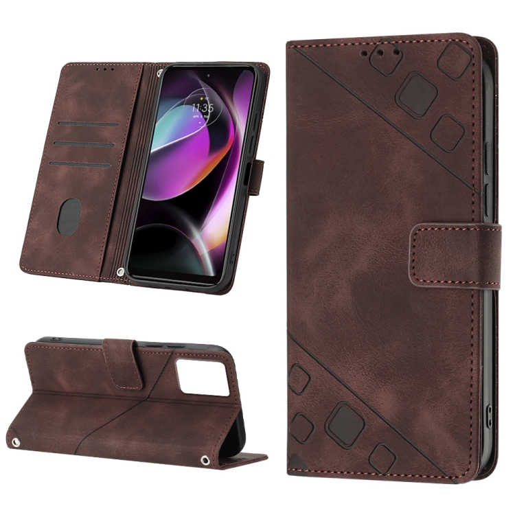 

For Motorola Moto G 5G 2023 Skin-feel Embossed Leather Phone Case(Brown)
