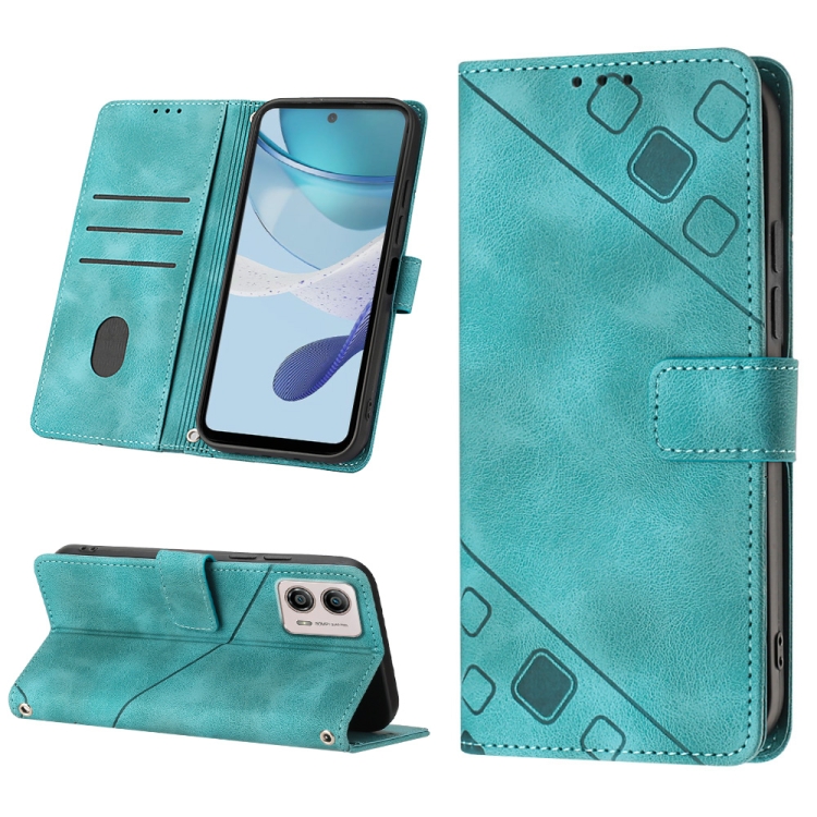 

For Motorola Moto G53 5G Skin-feel Embossed Leather Phone Case(Green)