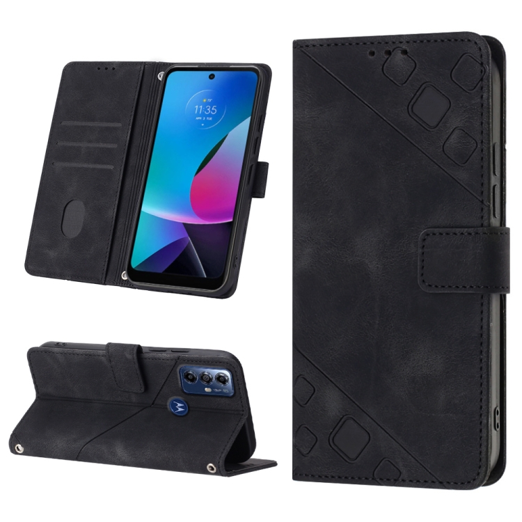 

For Motorola Moto G Play 2023 / G Power 2022 Skin-feel Embossed Leather Phone Case(Black)