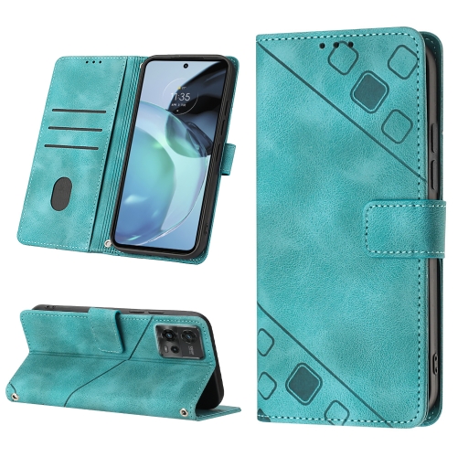 

For Motorola Moto G72 Skin-feel Embossed Leather Phone Case(Green)