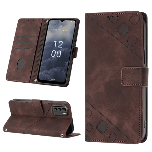 

For Nokia G60 Skin-feel Embossed Leather Phone Case(Brown)