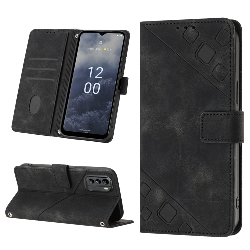 

For Nokia G60 Skin-feel Embossed Leather Phone Case(Black)