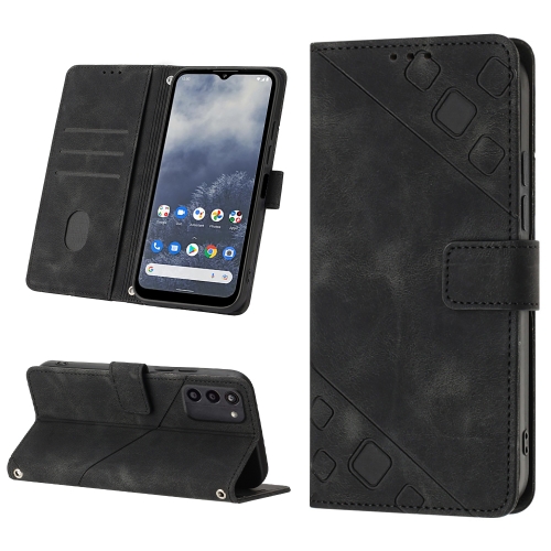 

For Nokia G100 Skin-feel Embossed Leather Phone Case(Black)