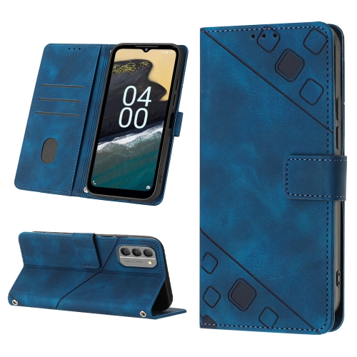 

For Nokia G400 Skin-feel Embossed Leather Phone Case(Blue)