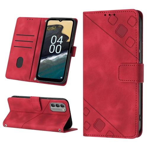 

For Nokia G400 Skin-feel Embossed Leather Phone Case(Red)