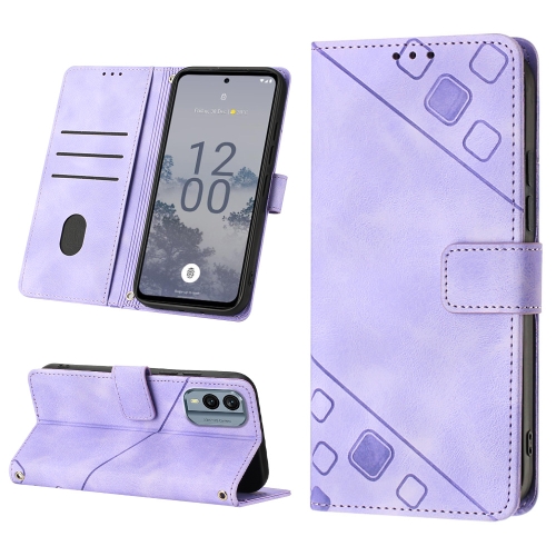 

For Nokia X30 Skin-feel Embossed Leather Phone Case(Light Purple)