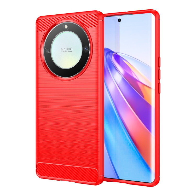 

For Honor X40 Brushed Texture Carbon Fiber TPU Phone Case(Red)