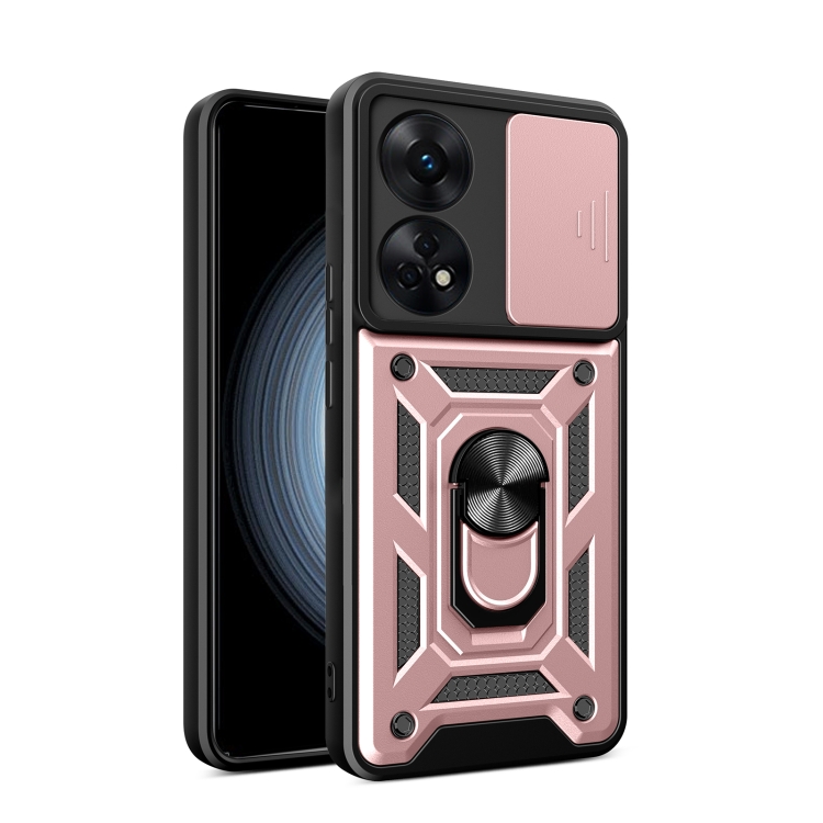 

For OPPO Reno8 T 4G Sliding Camera Cover Design Phone Case(Rose Gold)