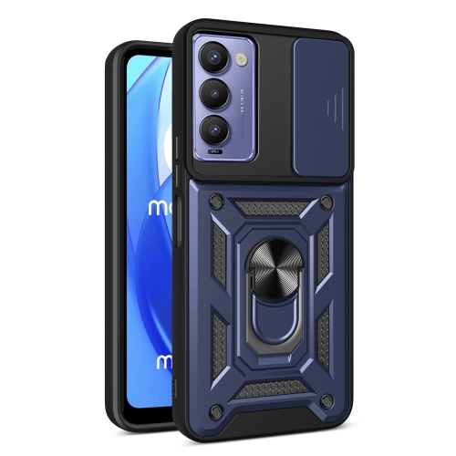 

For Tecno Camon 18 / 18 P Sliding Camera Cover Design Phone Case(Blue)