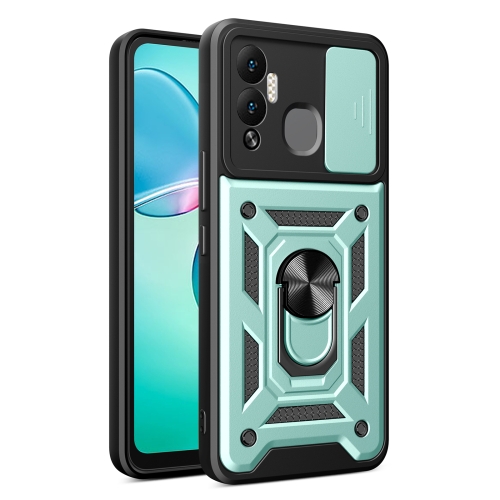 

For Infinix Hot 12 Play Sliding Camera Cover Design Phone Case(Dark Green)