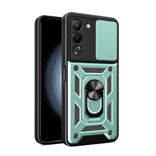 

For Infinix Note 12 G96 / X670 Sliding Camera Cover Design Phone Case(Dark Green)