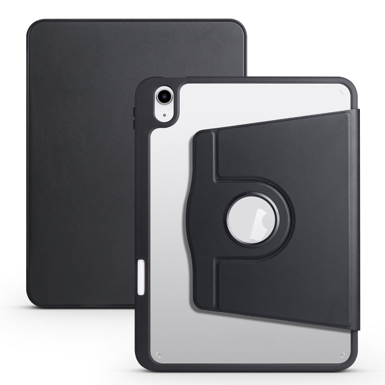 

For iPad 10th Gen 10.9 2022 Acrylic 360 Degree Rotation Holder Tablet Leather Case(Black)
