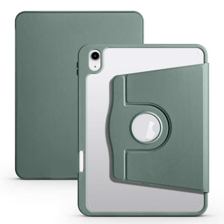 

For iPad 10th Gen 10.9 2022 Acrylic 360 Degree Rotation Holder Tablet Leather Case(Pine Green)