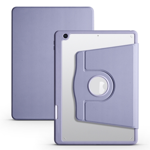 

For iPad 10.2 2022 / 2021 / 2020 / 2019 Acrylic 360 Degree Rotation Holder Tablet Leather Case(Lavender Purple)