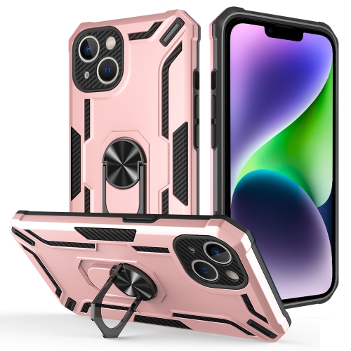 

For iPhone 14 Warship Armor 2 in 1 Shockproof Phone Case(Rose Gold)