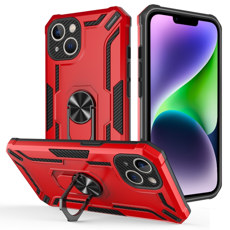 

For iPhone 14 Plus Warship Armor 2 in 1 Shockproof Phone Case(Red)