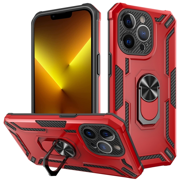 

For iPhone 13 Pro Warship Armor 2 in 1 Shockproof Phone Case(Red)