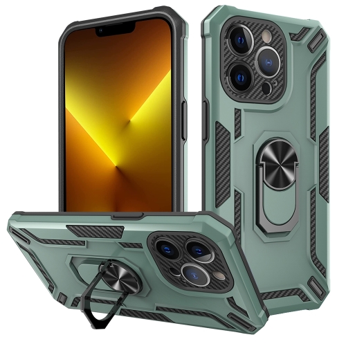 

For iPhone 13 Pro Warship Armor 2 in 1 Shockproof Phone Case(Dark Green)