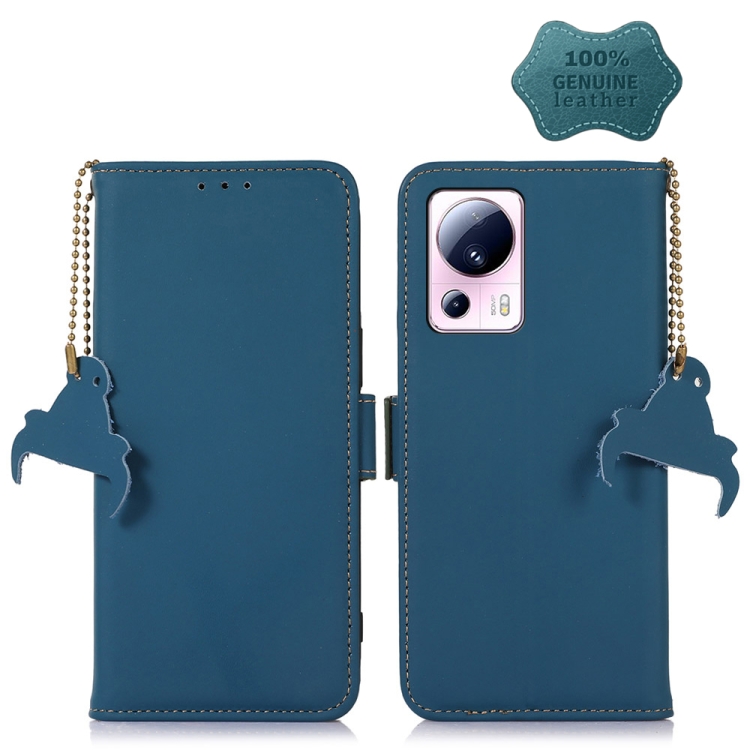 

For Xiaomi 13 Lite / Civi 2 Genuine Leather Magnetic RFID Leather Phone Case(Blue)