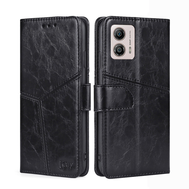 

For Motorola Moto G53 5G/G13 4G/G23 4G Geometric Stitching Leather Phone Case(Black)