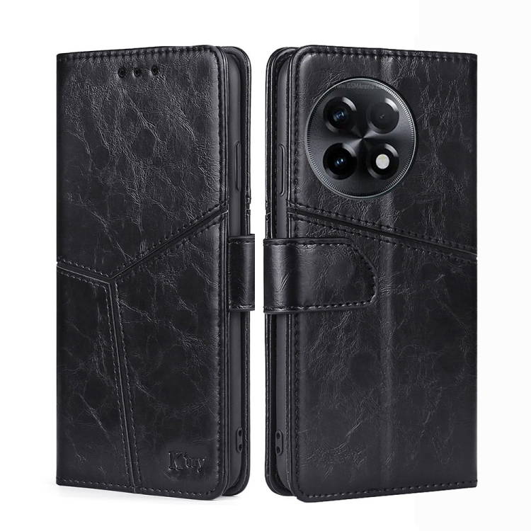 

For OnePlus Ace 2/11R Geometric Stitching Leather Phone Case(Black)
