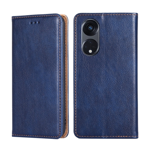

For OPPO Reno8 T 5G/A1 Pro 5G Gloss Oil Solid Color Magnetic Leather Phone Case(Blue)