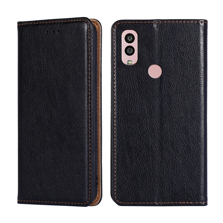 

For Kyocera Android One S10 Gloss Oil Solid Color Magnetic Leather Phone Case(Black)
