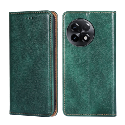 

For OnePlus Ace 2/11R Gloss Oil Solid Color Magnetic Leather Phone Case(Green)