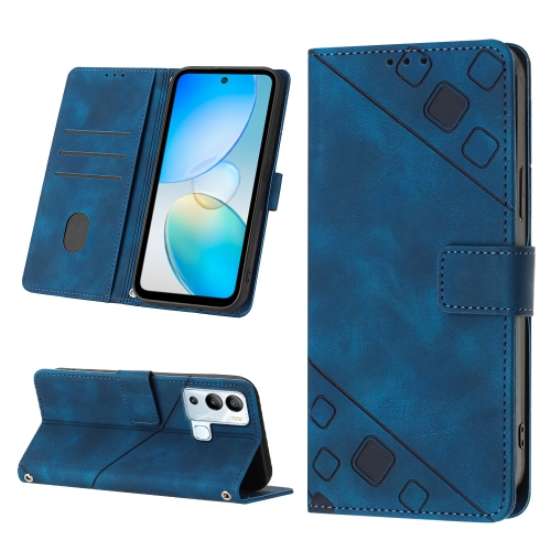 

For Infinix Hot 12i X665 Skin-feel Embossed Leather Phone Case(Blue)
