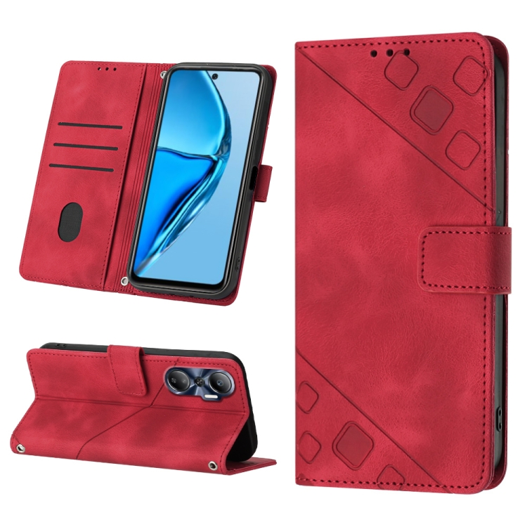 

For Infinix Hot 20 4G X6826 Skin-feel Embossed Leather Phone Case(Red)
