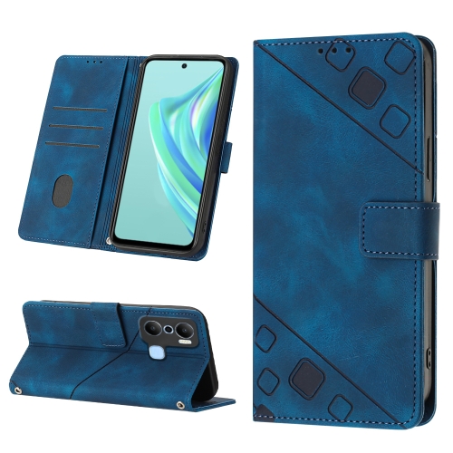 

For Infinix Hot 20 Play Skin-feel Embossed Leather Phone Case(Blue)
