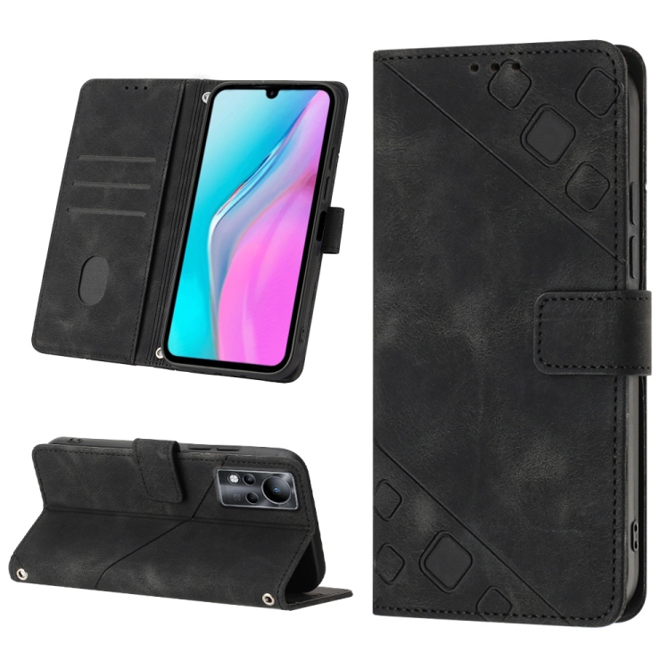 

For Infinix Note 11 Skin-feel Embossed Leather Phone Case(Black)