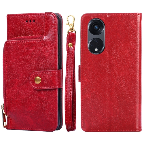 

For OPPO Reno8 T 5G/A1 Pro 5G Zipper Bag Leather Phone Case(Red)