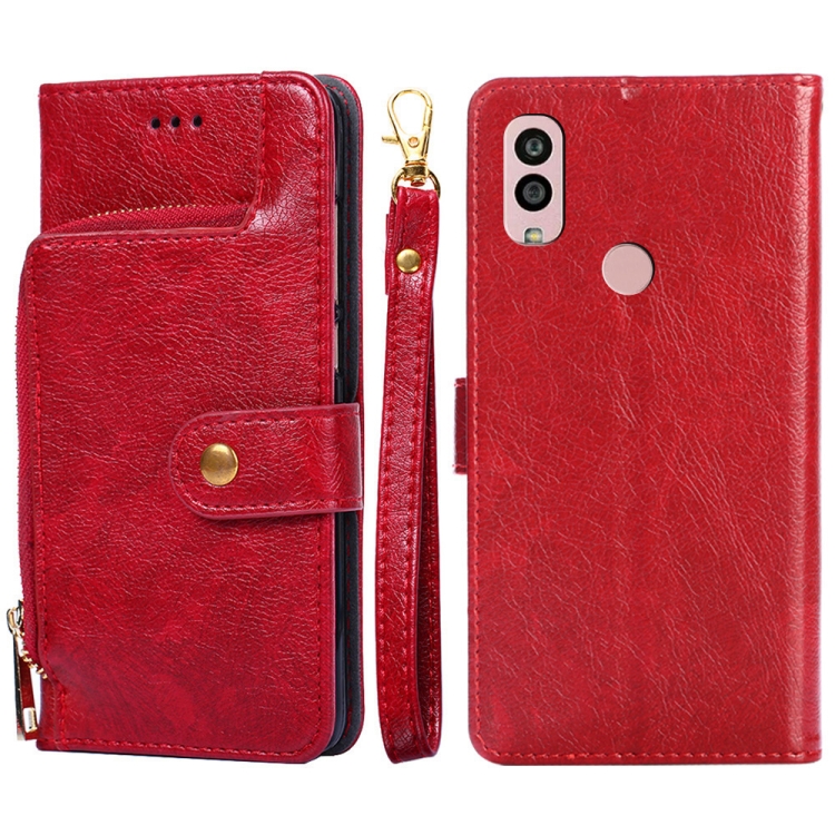 

For Kyocera Android One S10 Zipper Bag Leather Phone Case(Red)
