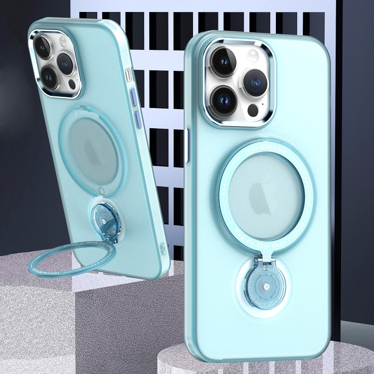 

For iPhone 14 360 Degree Rotation Holder MagSafe Magnetic Phone Case(Light Blue)