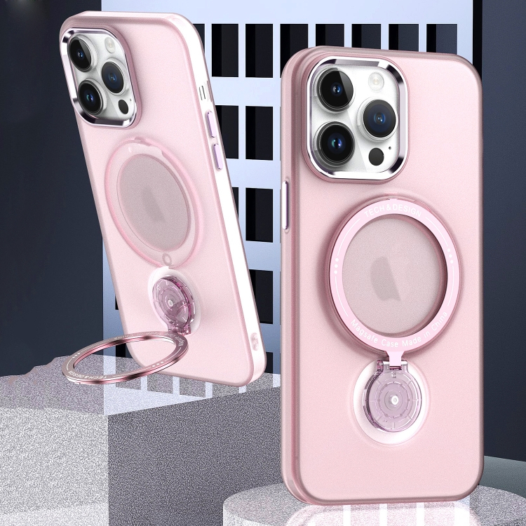 

For iPhone 13 Pro 360 Degree Rotation Holder MagSafe Magnetic Phone Case(Pink)