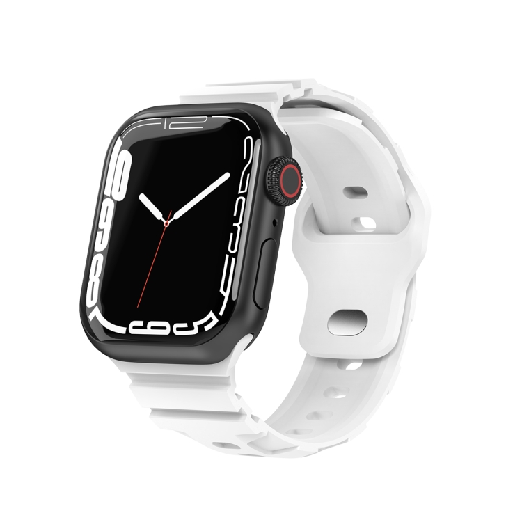 

Sports Silicone Watch Band For Apple Watch Ultra 49mm / Series 8&7 45mm / SE 2&6&SE&5&4 44mm / 3&2&1 42mm(White)