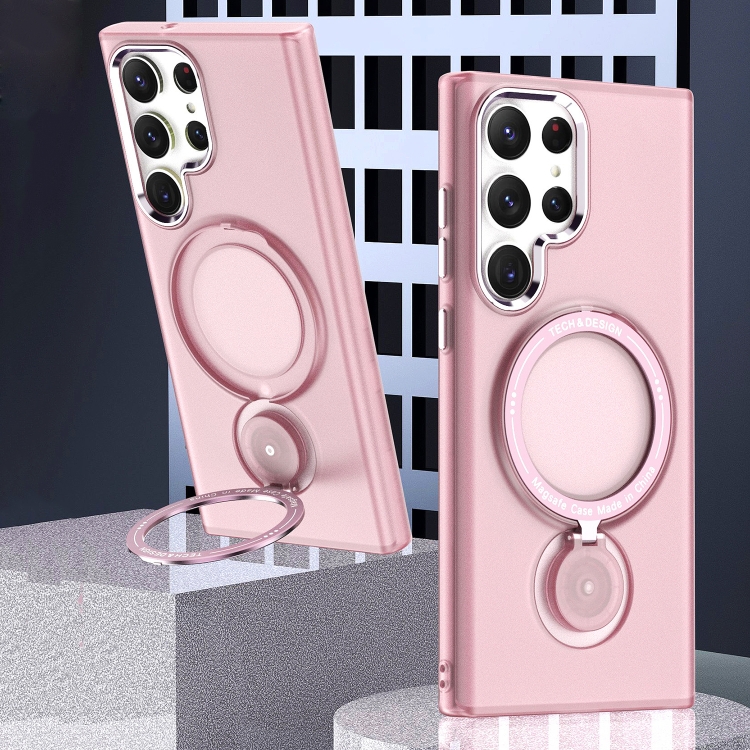 

For Samsung Galaxy S23 Ultra 5G 360 Degree Rotation Holder MagSafe Magnetic Phone Case(Pink)