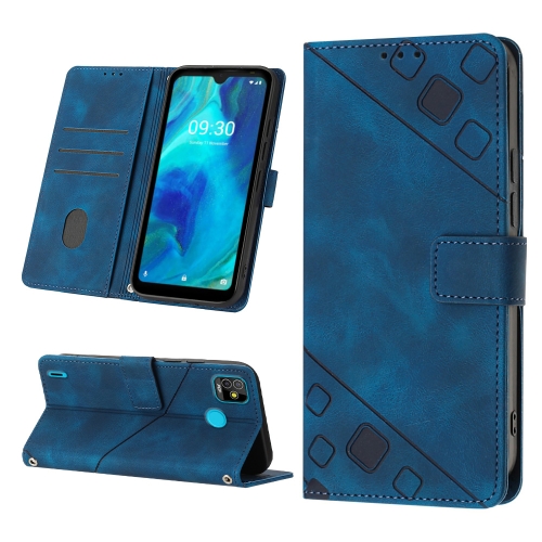 

For Tecno Pop 5 Go Skin-feel Embossed Leather Phone Case(Blue)