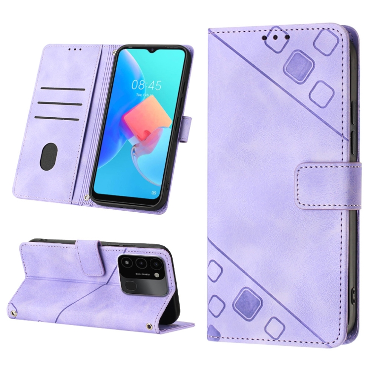

For Tecno Spark Go 2022 Skin-feel Embossed Leather Phone Case(Light Purple)