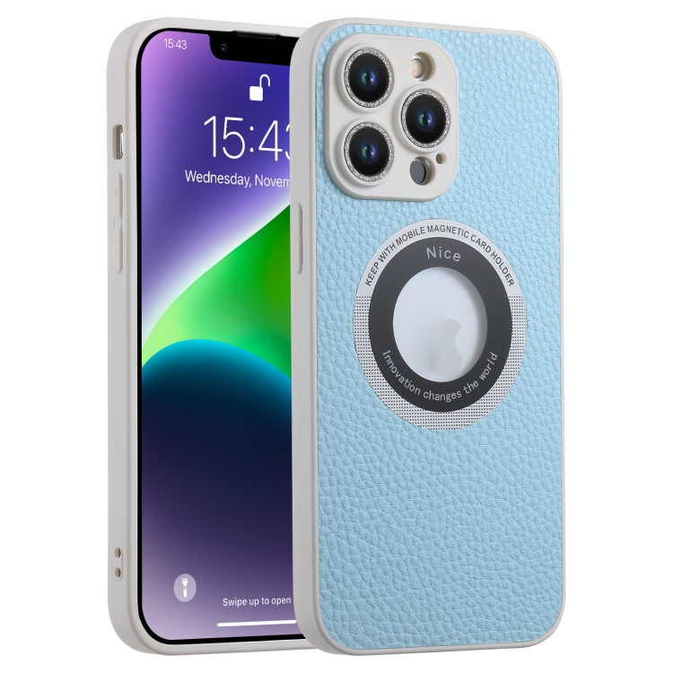 

For iPhone 14 Pro Glitter Lens MagSafe Magnetic Phone Case(Light Blue)
