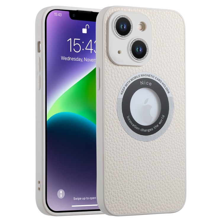 

For iPhone 14 Plus Glitter Lens MagSafe Magnetic Phone Case(White)