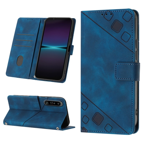 

For Sony Xperia 1 IV Skin-feel Embossed Leather Phone Case(Blue)