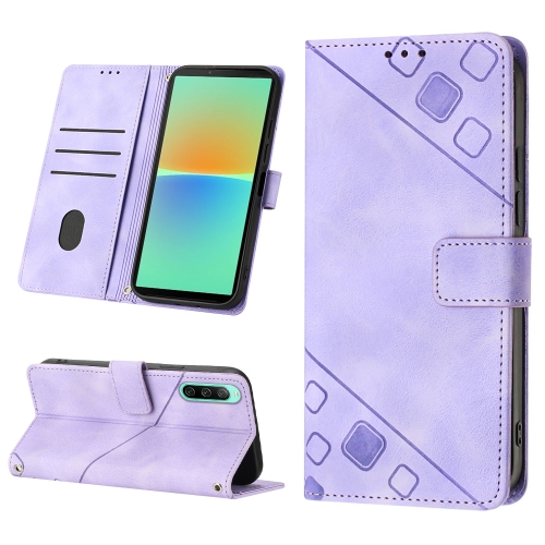 

For Sony Xperia 10 IV Skin-feel Embossed Leather Phone Case(Light Purple)