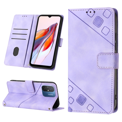 

For Xiaomi Redmi 12C / 11A 4G Skin-feel Embossed Leather Phone Case(Light Purple)